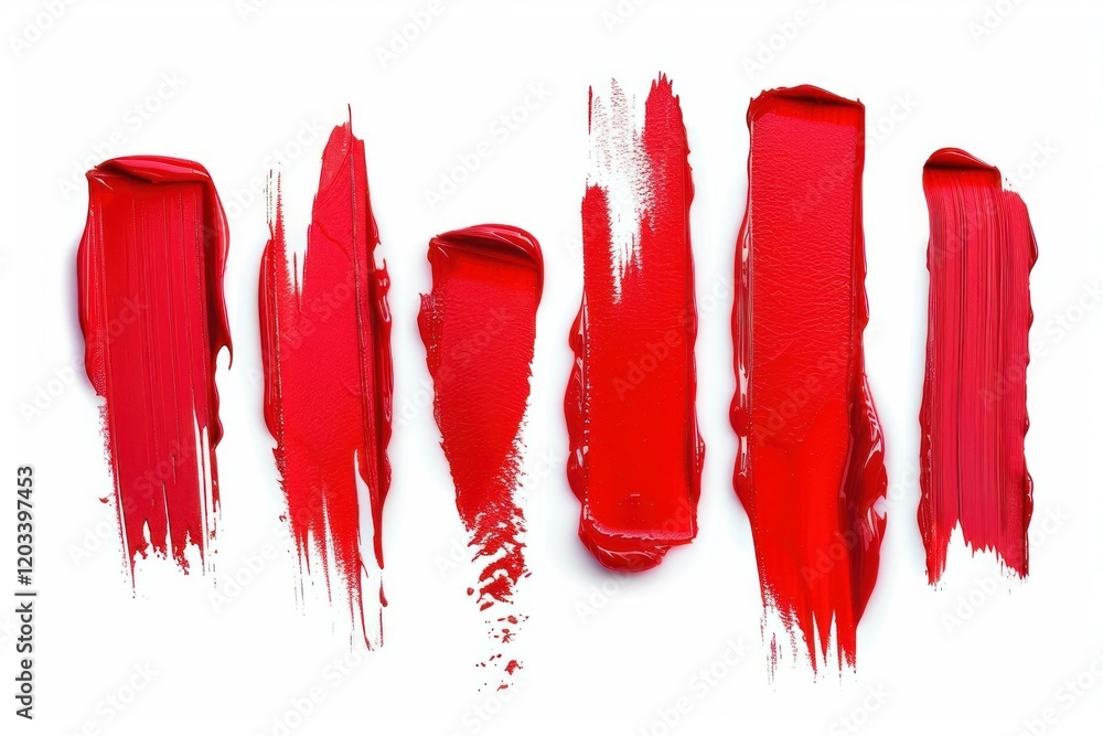 Poster vibrant red paint brush strokes create an abstract design on a clean white background, perfect for a