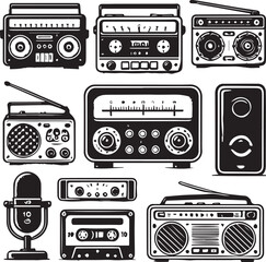 Radio vector in black and white