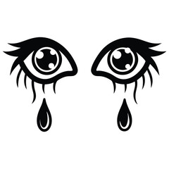 Elegant Black and White Crying Eyes Design