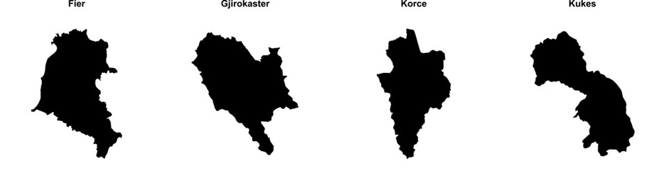Fier, Gjirokaster, Korce, Kukes outline maps