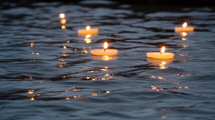 FloatingCandlesWaterNightSerenePeacefulSpiritualRitual