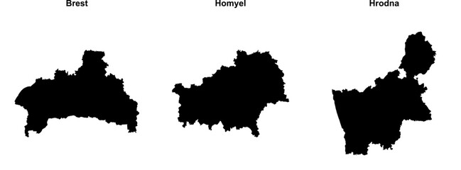 Brest, Homyel, Hrodna outline maps