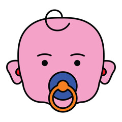 Baby Face With Pacifier Flat Icon Isolated On White Background