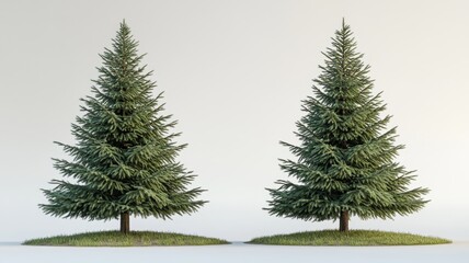 Fototapeta premium Pine tree with triangular shapes in natural landscape 3d model tranquil environment high perspective
