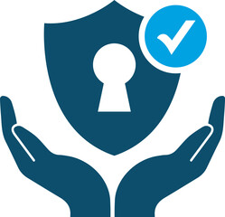 Two hands hold up security icon vector.