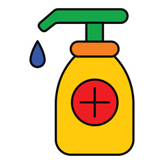 Liquid Soap Dispenser Flat Icon Isolated On White Background