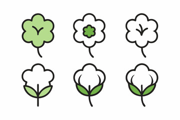 Fototapeta premium Botanical Beauty: A collection of meticulously crafted, graphic representations of delicate cotton plants, celebrating the subtle elegance of nature's design.