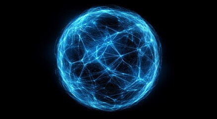 A blue sphere with a lot of blue and white swirls