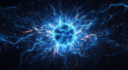 A blue sphere with a lot of blue and white swirls