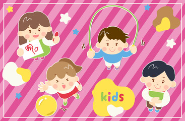 遊ぶこどもたちのセット