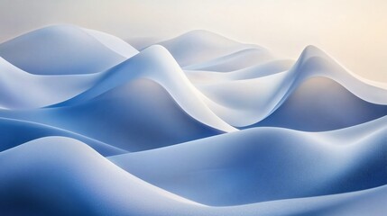 Obraz premium Abstract Blue Wave Hills- Soft, Smooth 3D Landscape