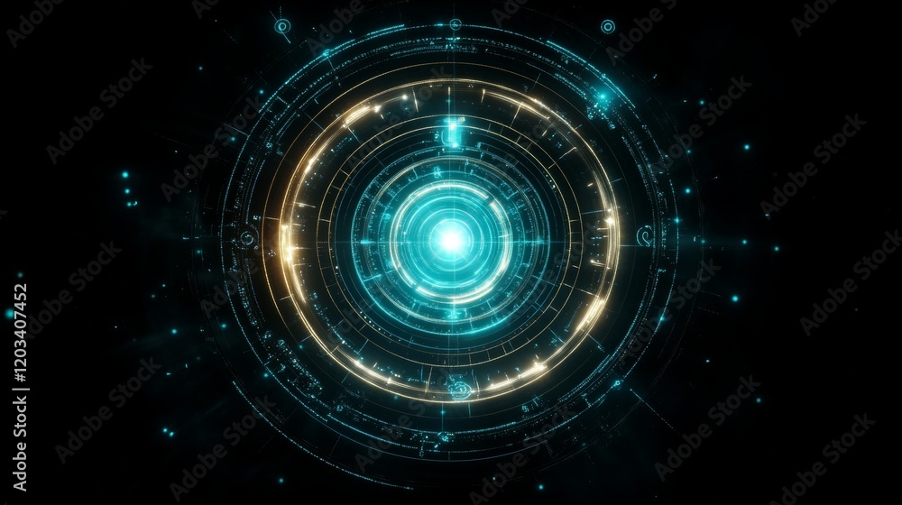 Poster futuristic circular interface design element