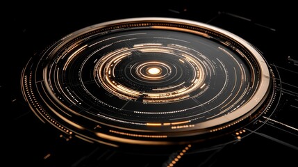 Fototapeta premium Futuristic Circular Interface Design Golden Hues