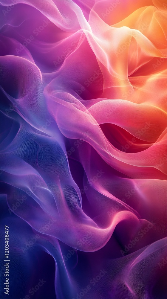 Poster vibrant abstract template showcasing a rich violet wave set against a pink and burgundy gradient bac