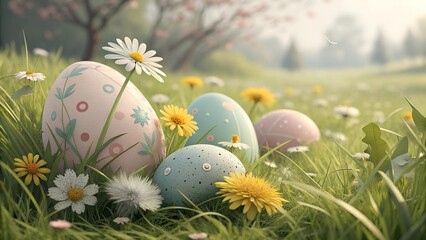 easter eggs in grass