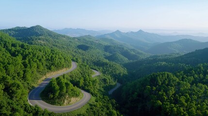 Fototapeta premium Winding Mountain Road Aerial View