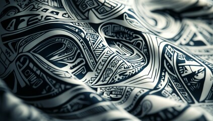 A piece of fabric with a pattern of geometric shapes and lines