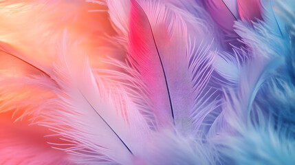 Obraz premium Soft Colorful Feather Close-Up in Pastel Shades