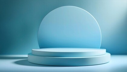 Minimalist Blue Podium with Sleek Design and Matching Background