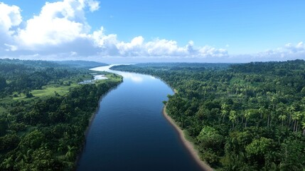 Aerial view of tropical river