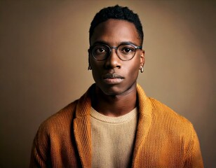 Obraz premium Firefly A Black non-binary individual in a neutral-toned studio, wearing a simple but stylish outfit (21).jpg