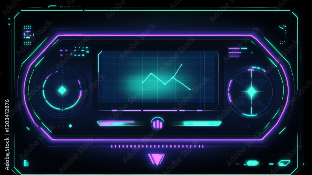 Poster futuristic tech control panel interface display
