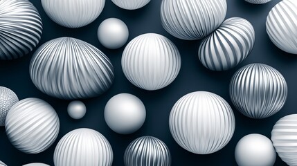 Fototapeta premium Abstract 3D Silver and White Sphere Pattern Background
