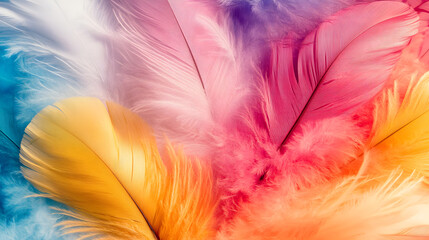 Obraz premium Soft Colorful Feather Close-Up in Pastel Shades