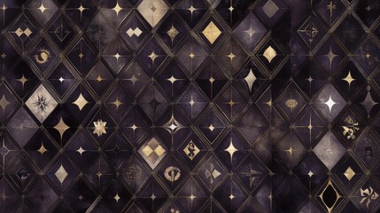 Geometric Star Pattern Diamond Tile Mosaic Design