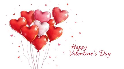 Red hearts on a white background create a romantic Valentine's Day celebration of love