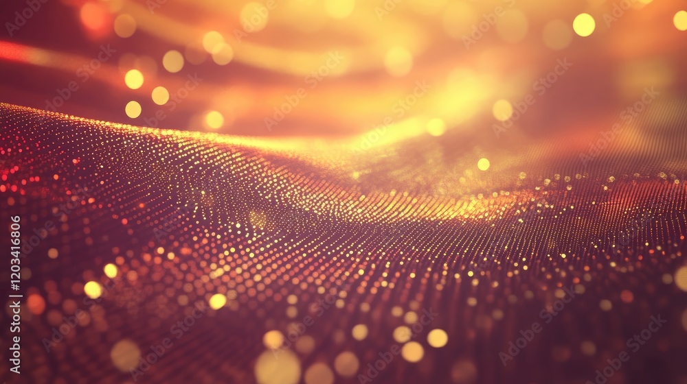 Poster a digital background with a grid of glowing hexagons and light effects, perfect for adding text or l