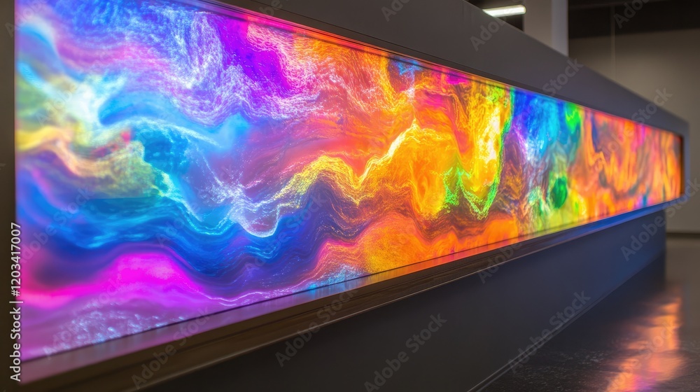 Poster a digital led display screen with colorful backlighting, featuring clear space for custom text or gr