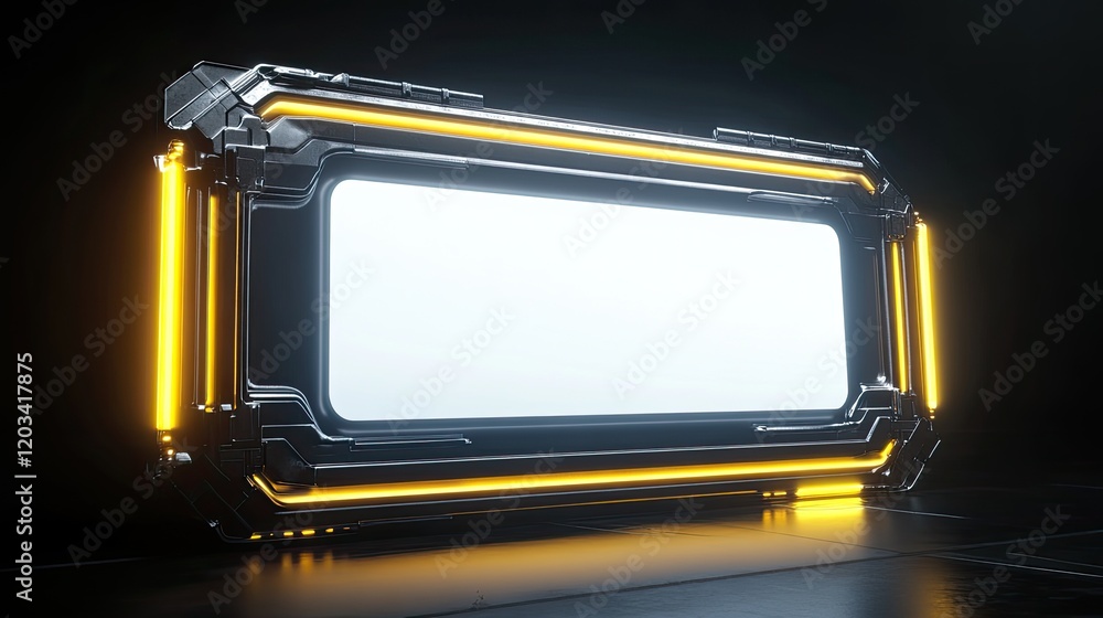 Aufkleber a futuristic led display board with glowing edges, offering plenty of space for custom content.