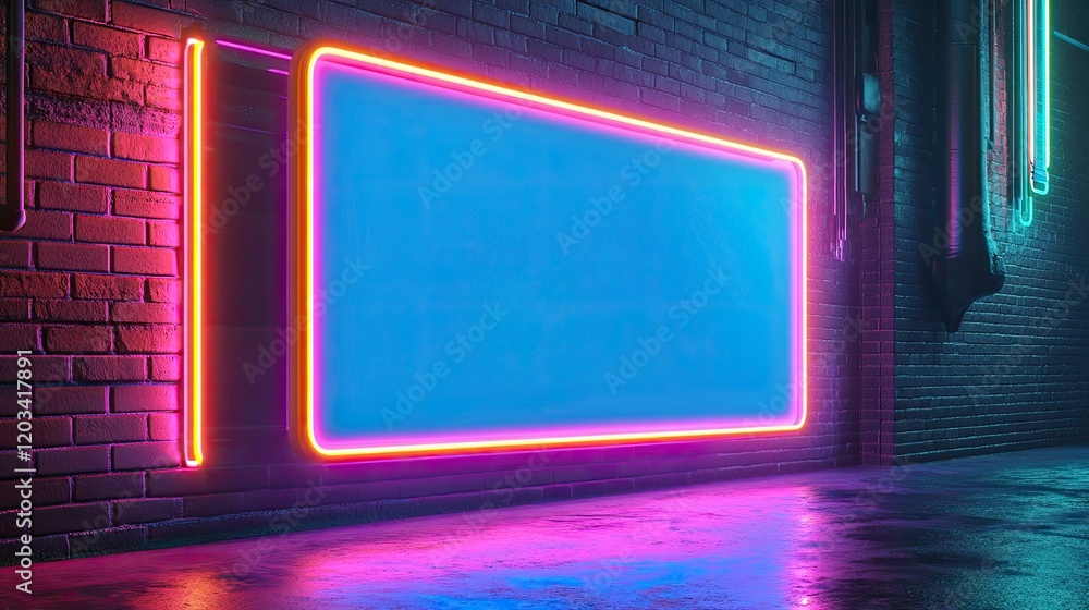 Poster a futuristic led display board with glowing edges, offering plenty of space for custom content.