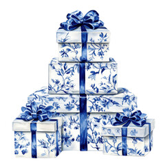 Coquette Christmas Chinoiserie Clipart Vector Illustration