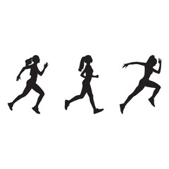 silhouette woman running