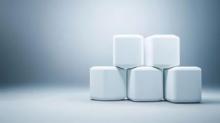 Clean white cubes subtly stacked soft light background. AI Generated