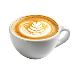 coffee: white cup of cappuccino on transparent background