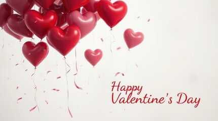 A pink and red Valentine's Day card illustration with hearts in a romantic shape for a happy Valentine's Day