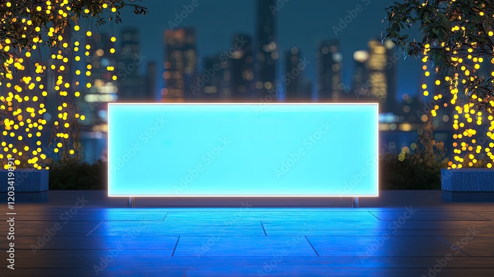 Fototapete a modern led custom sign with multiple lights, waiting for a personalized design or text to be added