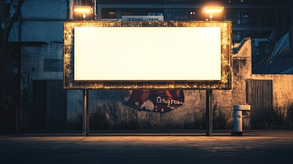 A modern LED custom sign in a dark environment, ready for branding with ample copy space.