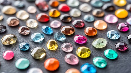 Vibrant Colorful Gemstones Collection- Closeup Shot of Many Sparkling Jewel