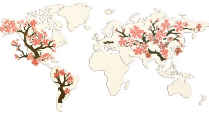 Global Distribution Map of Cherry Blossoms