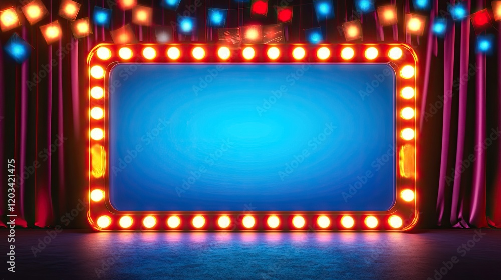 Aufkleber close-up of an led screen with glowing borders, offering ample copy space for custom designs or mess