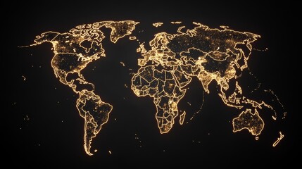 Global Illumination Night Lights Map of Earth
