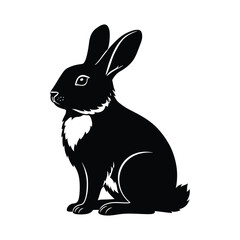 Black and White Rabbit Silhouette vector.