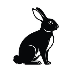 Obraz premium Rabbit black and white Silhouette clipart.