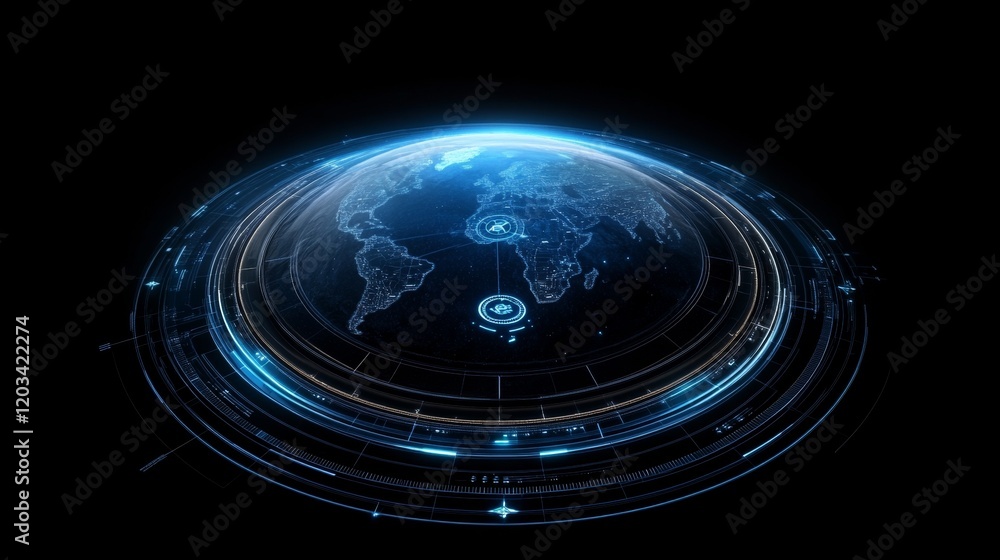 Poster global network data visualization futuristic interface