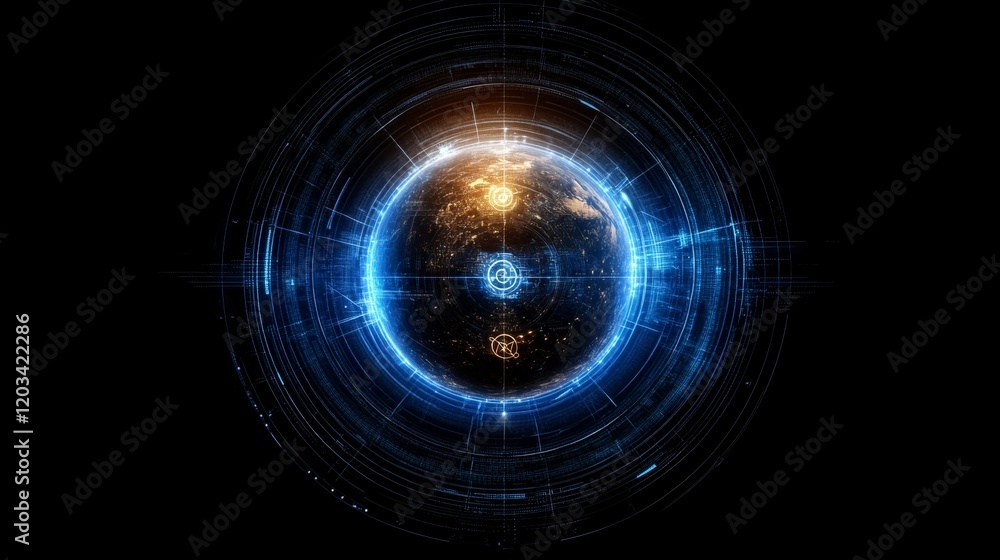 Poster global network data sphere digital earth visualization