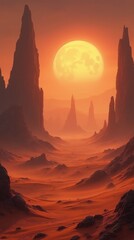 Glowing Sand Dunes and Strange Rock Formations in an Alien Desert